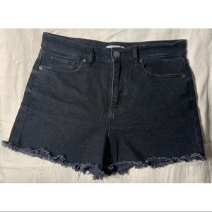 Loft Black Raw Hem Denim Shorts